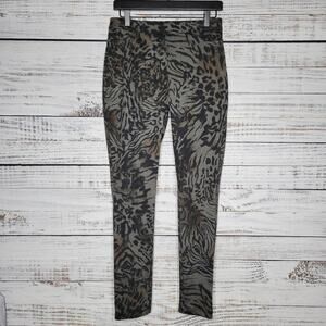 TRIBAL Pull On Ponte Pants Skinny Mixed Animal Print Grey Black Brown | Medium